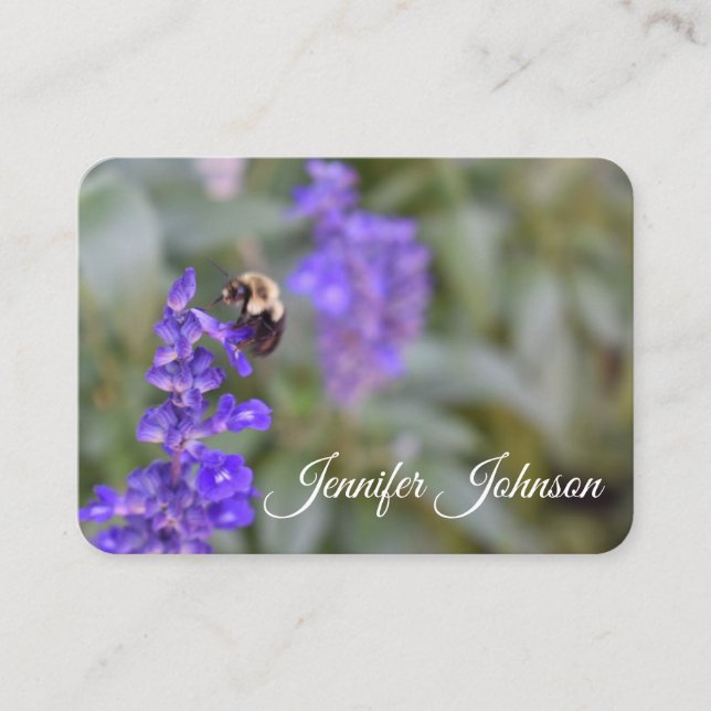 Carte De Visite Fleurs violettes Jardin Nature Bee Bumblebee Photo (Devant)