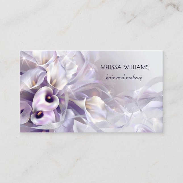 Carte De Visite Fleurs Violettes Luxe (Devant)