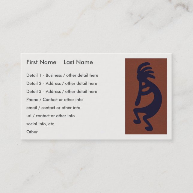 Carte De Visite Flexibilité de Kokopelli Figure - Noir sur Rouge (Devant)