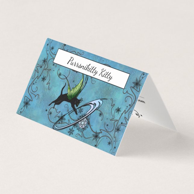 Carte De Visite Flocon de neige de chat cosmique (Devant)