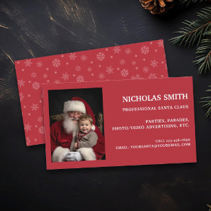 Carte De Visite Flocon de Noël professionnel Photo de Père Noël