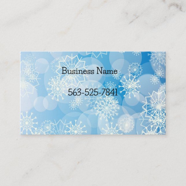 Carte De Visite Flocons de Noël sur fond bleu (Devant)