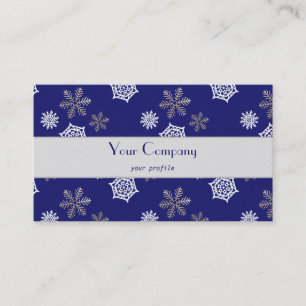 Carte De Visite flocons d'or et blancs sur fond bleu de minuit
