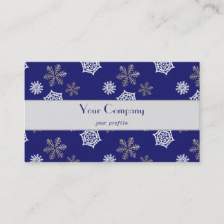 Carte De Visite flocons d'or et blancs sur fond bleu de minuit