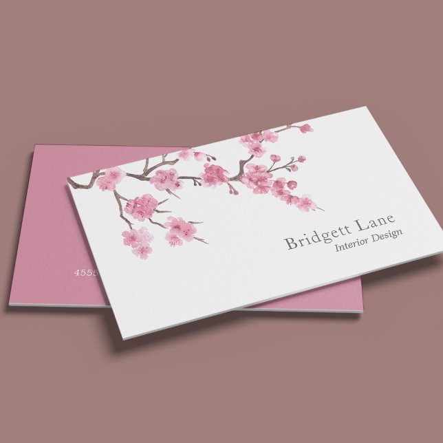Carte De Visite Floraison de Cerisier | Designer d'Intérieur (Créateur téléchargé)