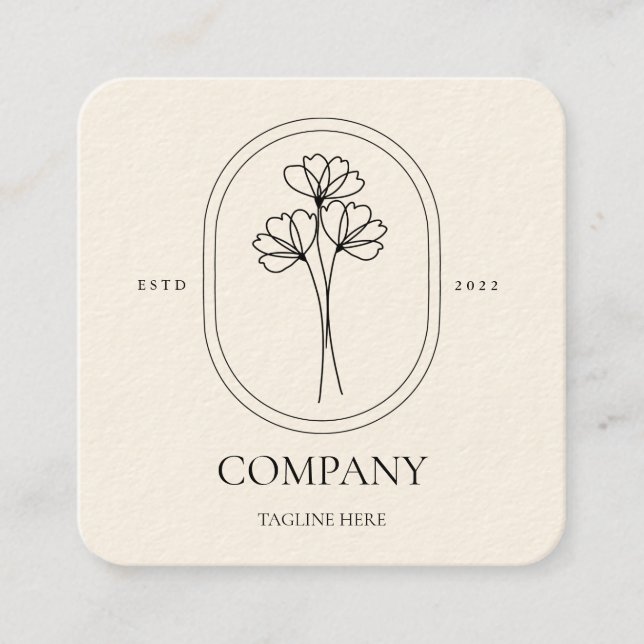 Carte de visite floral à crème simple pour avec lo (Devant)