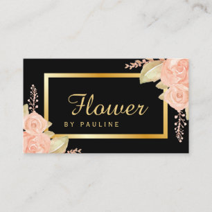 Carte de visite floral à la mode de feuille d'or