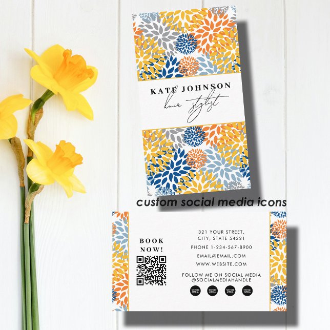 Carte De Visite Floral Abstract Bright Salon Hair Stylist Makeup  (Floral Abstract Bright Salon Hair Stylist Makeup Business Card)