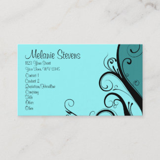 Carte De Visite Floral abstrait cyan