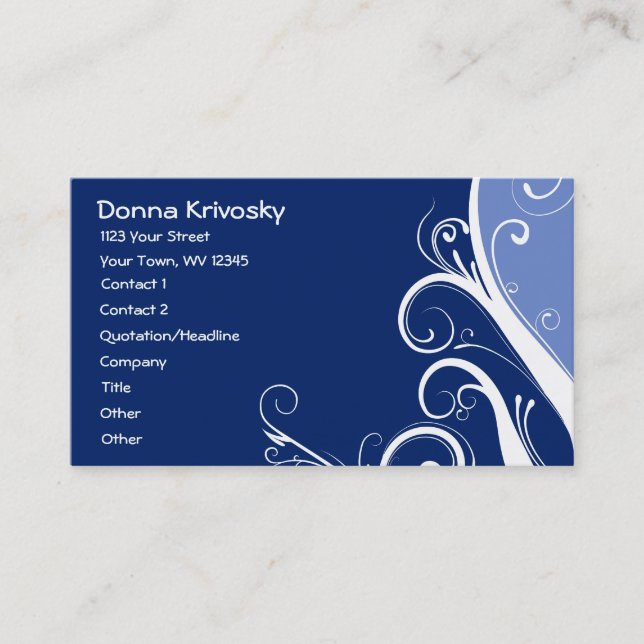 Carte De Visite Floral abstrait de bleu (Devant)