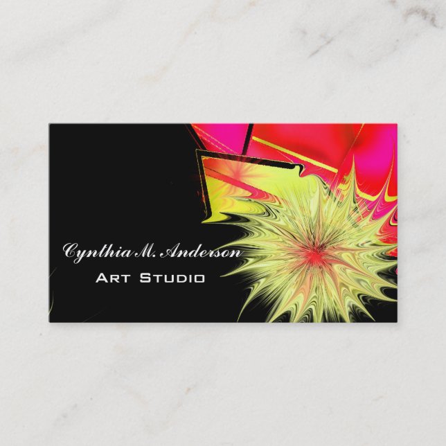 Carte de visite floral abstrait de studio d'art (Devant)