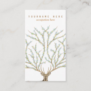 Carte De Visite Floral antlers deer head woods god illustration