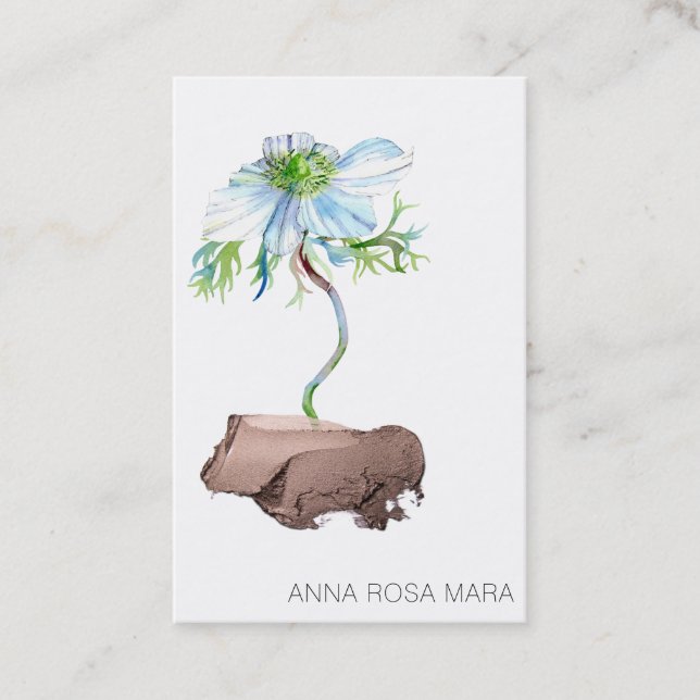 Carte De Visite *~* Floral Blanc Anémonique Rose or code QR (Devant)