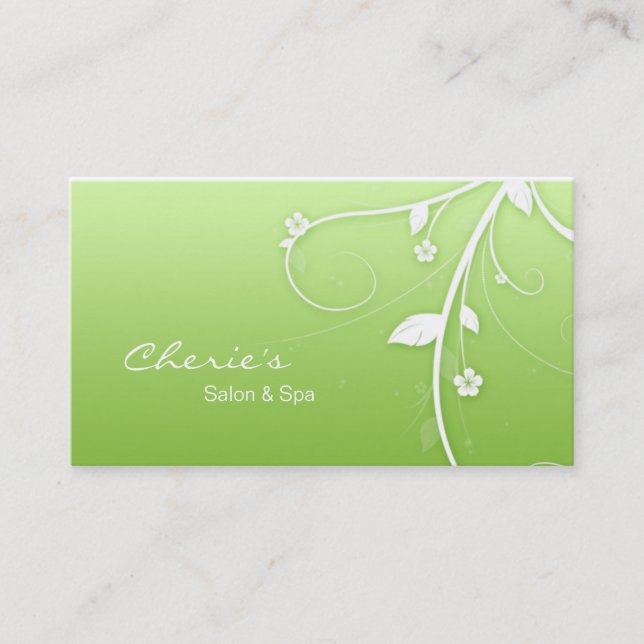 Carte de visite floral blanc de remous de vert de (Devant)