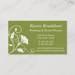 Carte de visite Floral blanc et vert