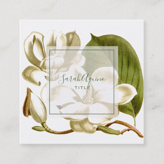 Carte de visite floral blanc Magnolias (Devant)