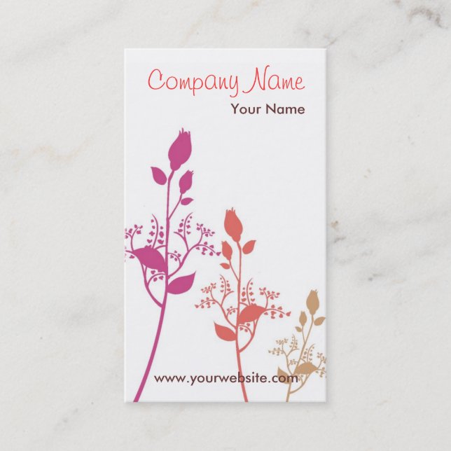 Carte de visite floral (blanc/rose) (Devant)