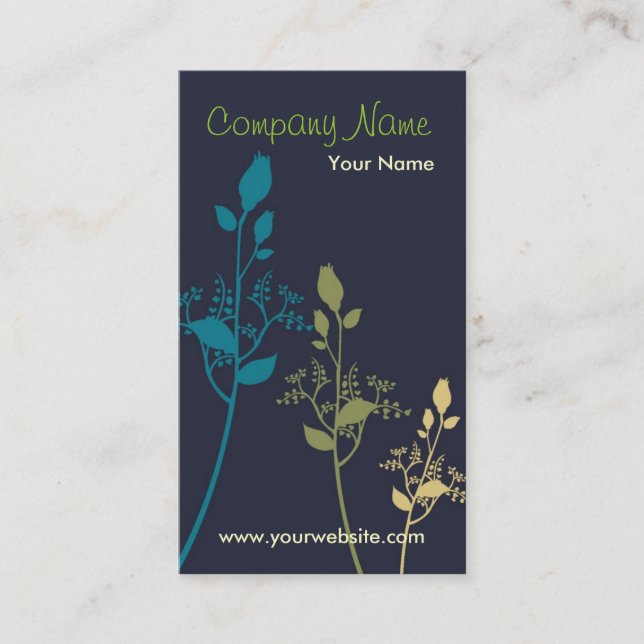 Carte de visite floral (bleu) (Devant)