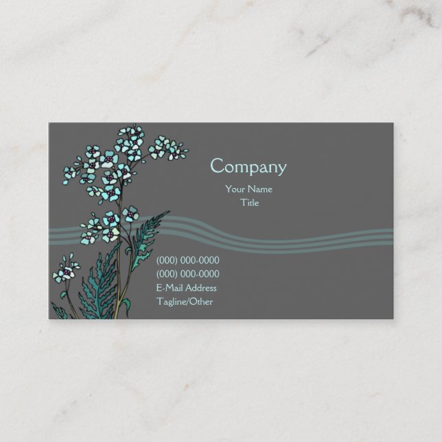 Carte De Visite Floral bleu (Devant)