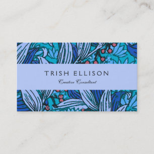 Carte De Visite Floral bleu ancien Boho moderne