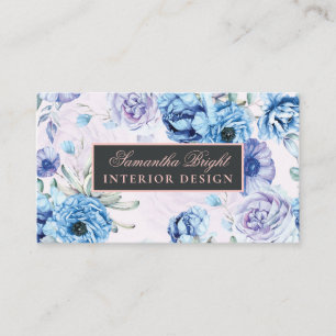 Carte de visite floral bleu de base