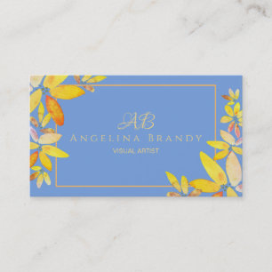Carte De Visite Floral bleu et jaune moderne