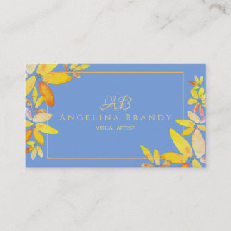 Carte De Visite Floral bleu et jaune moderne