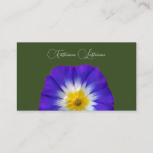 Carte De Visite Floral bleu fleur floraison calligraphie vert fonc