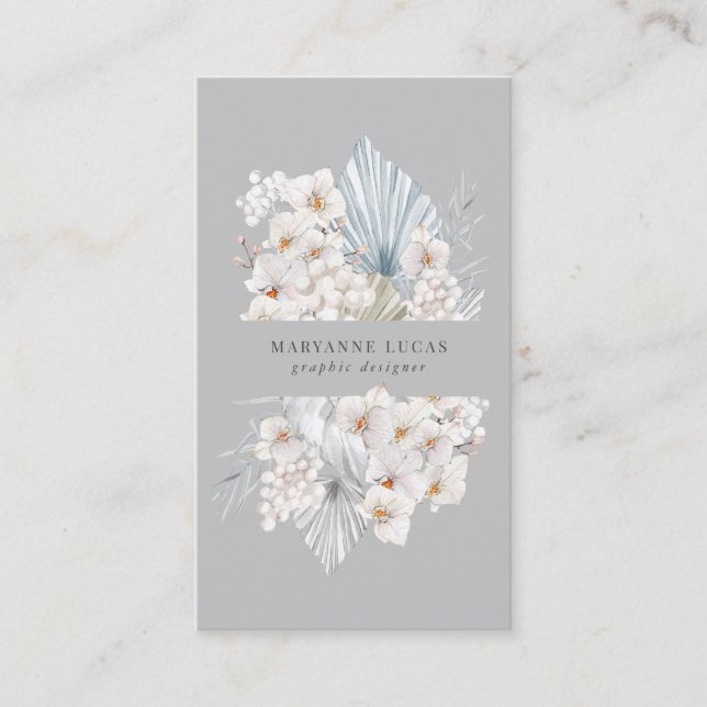 carte de visite floral bohème bleu (Devant)