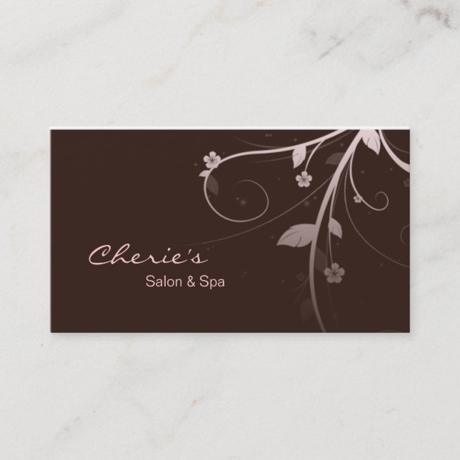 Carte de visite floral Brown rose de remous (Devant)