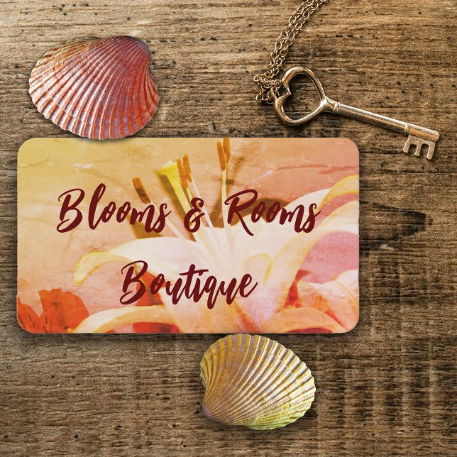 Carte De Visite Floral clair Orange jaune et rouge (Bright orange red yellow floral business card.)
