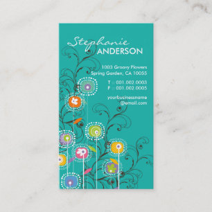 Carte De Visite Floral coloré lunatique de jardin d'agrément sup