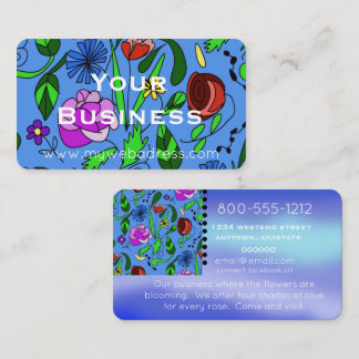 Carte De Visite Floral Colorful Blue Business Card