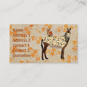 Carte de visite floral d'âne et de hibou