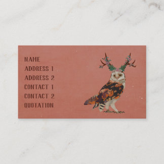 Carte de visite FLORAL de HIBOU d'ANTLER