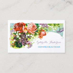 Carte De Visite Floral de rose rose rose Vintage certifié