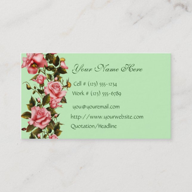Carte de visite floral de roses de magasin (Devant)
