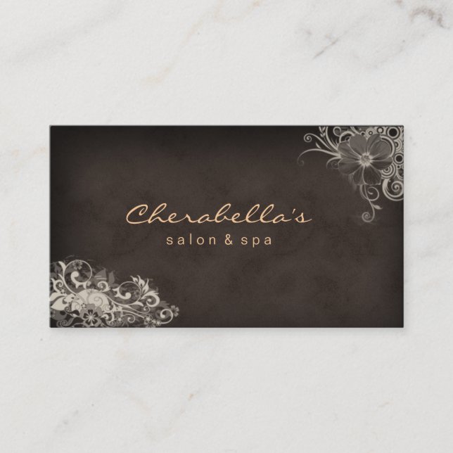 Carte de visite floral de spa à la mode beige de (Devant)