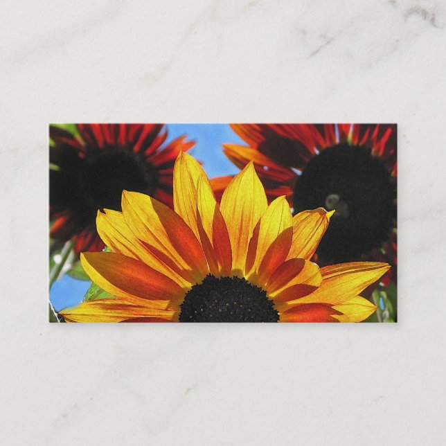 Carte De Visite Floral de tournesols (Devant)