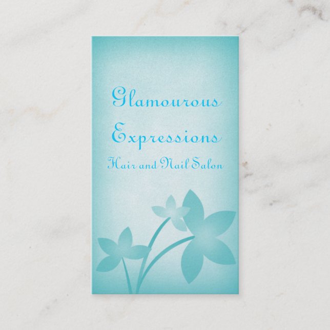 Carte de visite floral dévêtu, Turquoise (Devant)