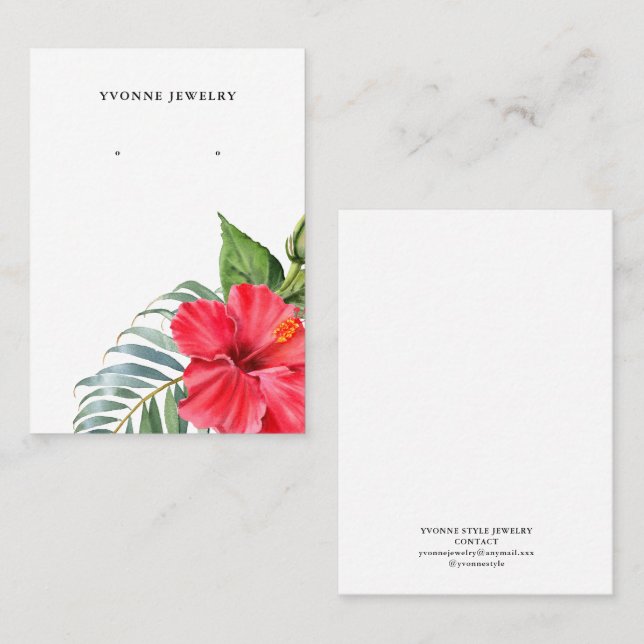 Carte De Visite Floral Earring Display Holder (Devant / Derrière)