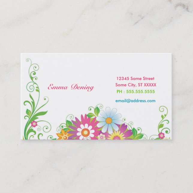 Carte De Visite Floral élégant (Devant)