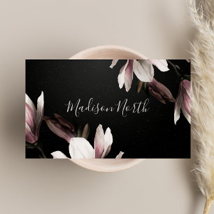 Carte De Visite Floral Elegant Girl Professional Noir & Violet