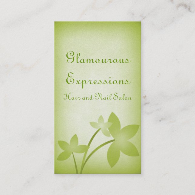 Carte de visite floral en détresse, Vert citron (Devant)