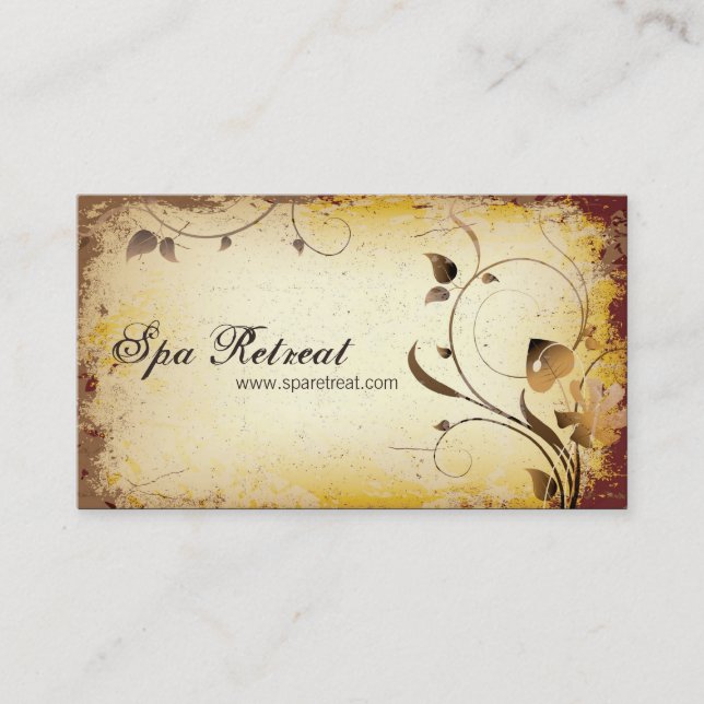 Carte de visite floral et feuillu de retraite (Devant)