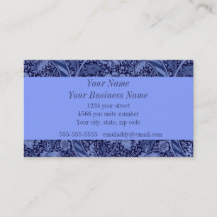 Carte De Visite Floral et ruban dans le bleu