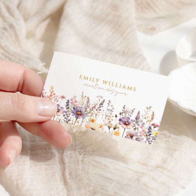 Carte de visite floral Fleur sauvage pourpre (Créateur téléchargé)