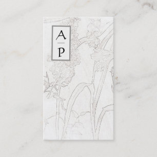 Carte De Visite *~* Floral Fleurs subtiles Neutral QR Logo Photo B