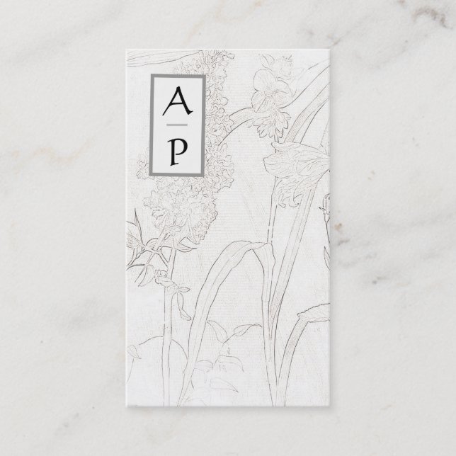 Carte De Visite *~* Floral Fleurs subtiles Neutral QR Logo Photo B (Devant)
