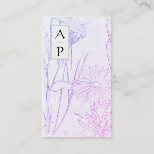 Carte De Visite *~* Floral Fleurs subtiles Neutres QR Logo Photo B
